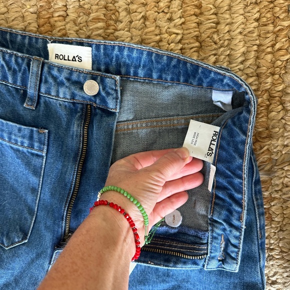 Rollas sailor Jean Ashley blue -  high rise wide leg med stone wash crop jeans - Picture 5 of 8